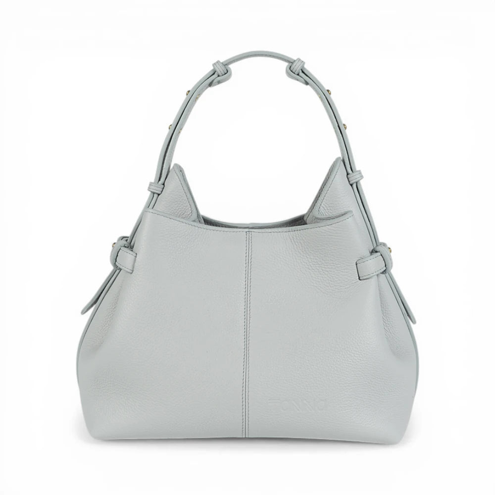 Geanta  din piele Bizonata Alb murdar/grey Medium Boucle Imagine principală a produsului