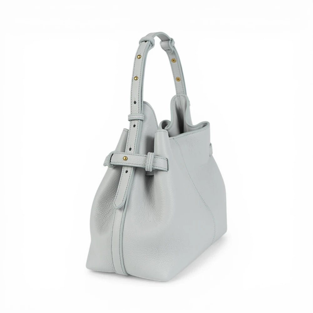 Geanta  din piele Bizonata Alb murdar/grey Medium Boucle Imagine secundară a produsului