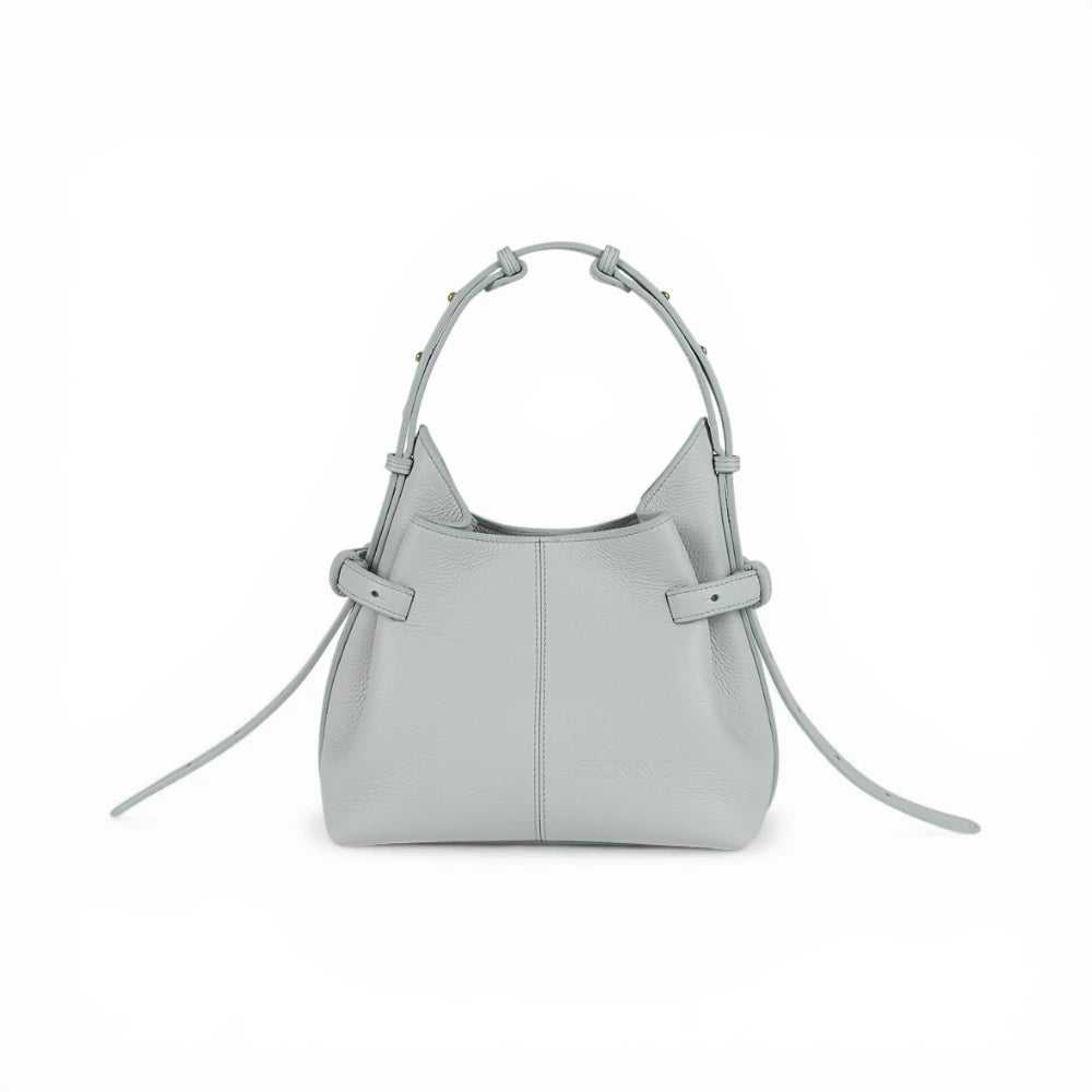 Geanta  din piele bizonata Alb murdar/grey Micro Boucle Imagine principală a produsului