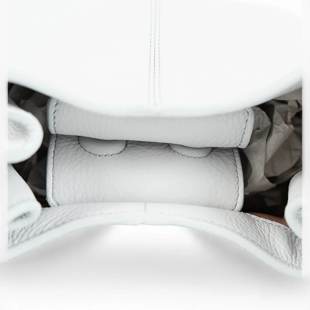 Geanta  din piele bizonata Alb murdar/grey Micro Boucle