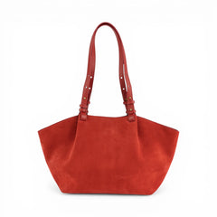 Geanta din piele naturala suede  Rosu  Shopper ESTELLE Maxi
