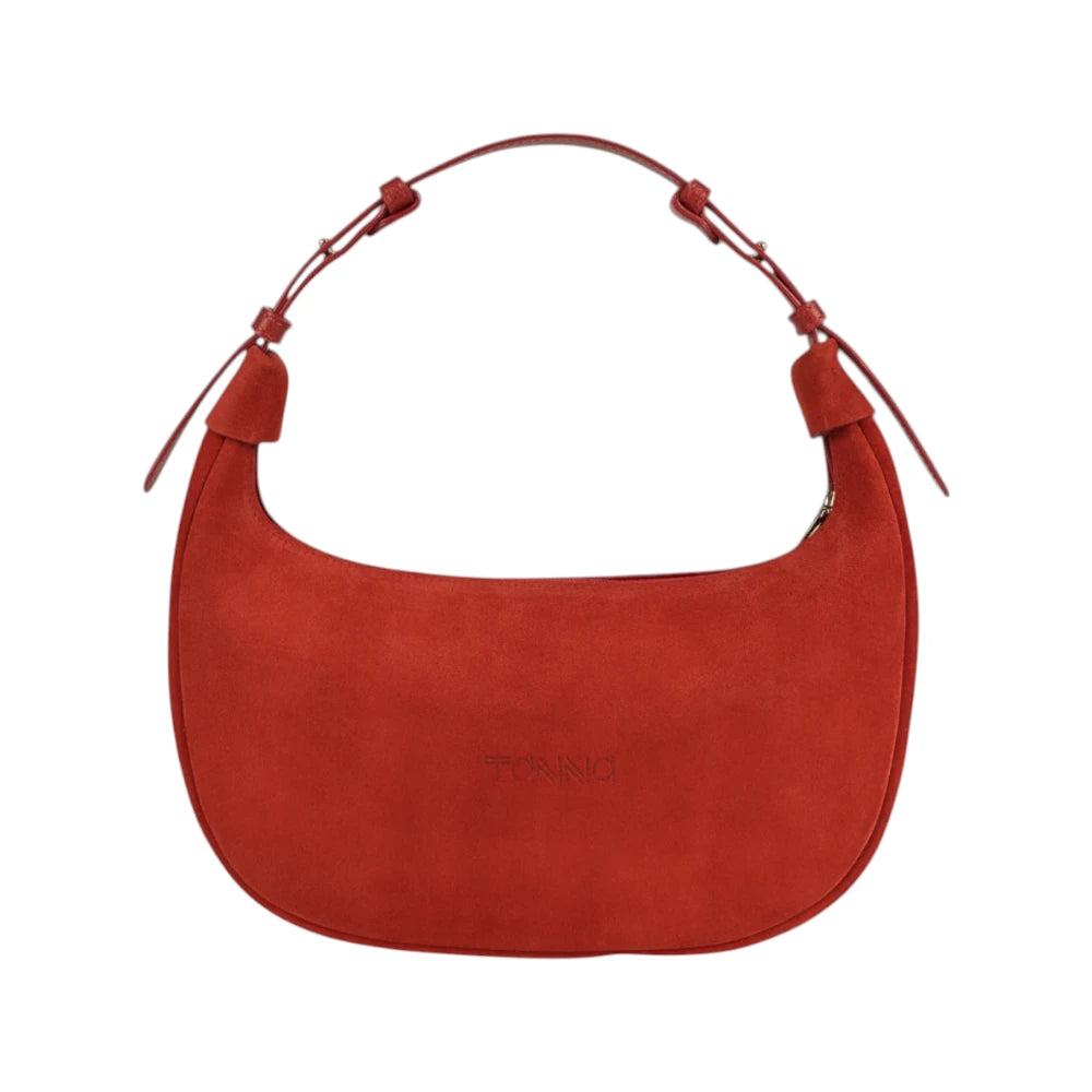 Geanta din piele naturala Rosu Suede Moon Medium Imagine secundară a produsului