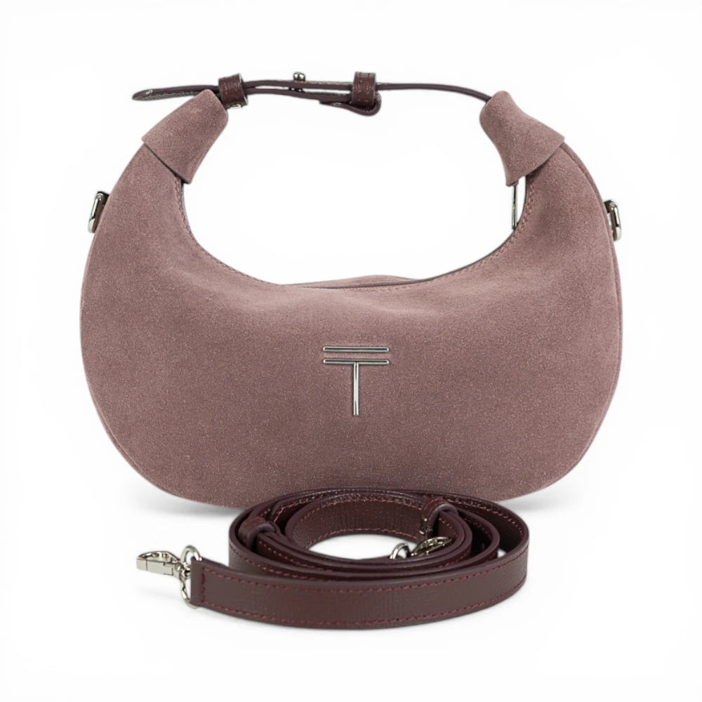 Geanta  din piele naturala Roz royal suede Mini Moon