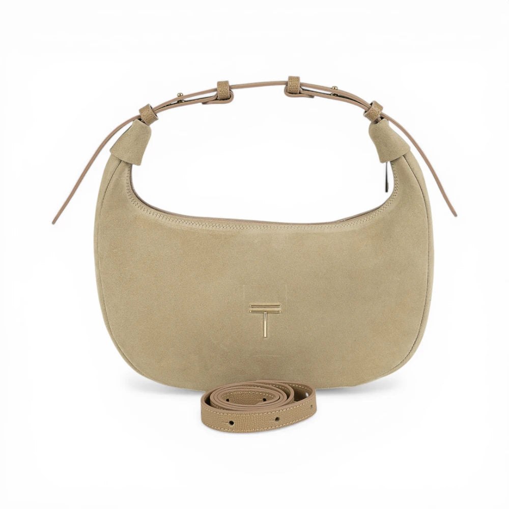 Geanta din piele naturala Cappuccino Suede Moon Medium