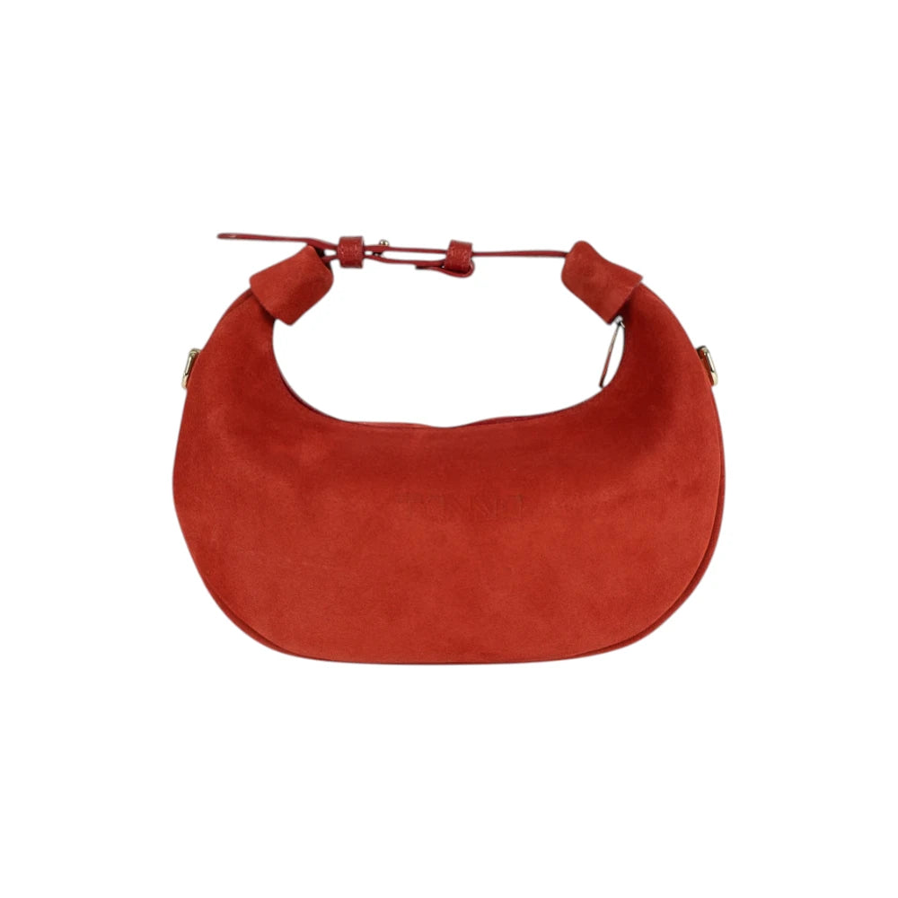 Geanta din piele naturala Rosu suede Mini Moon