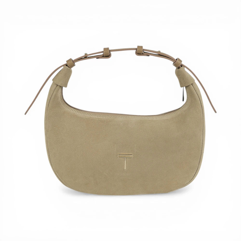 Geanta din piele naturala Cappuccino Suede Moon Medium
