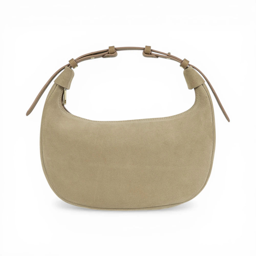 Geanta din piele naturala Cappuccino Suede Moon Medium