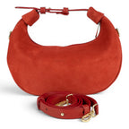 Geanta din piele naturala Rosu suede Mini Moon