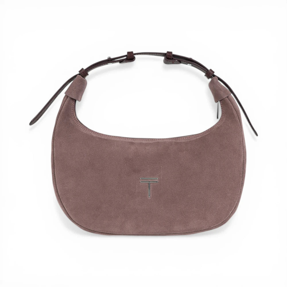 Geanta din piele naturala Roz royal Suede Moon Medium Imagine principală a produsului