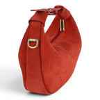 Geanta din piele naturala Rosu suede Mini Moon