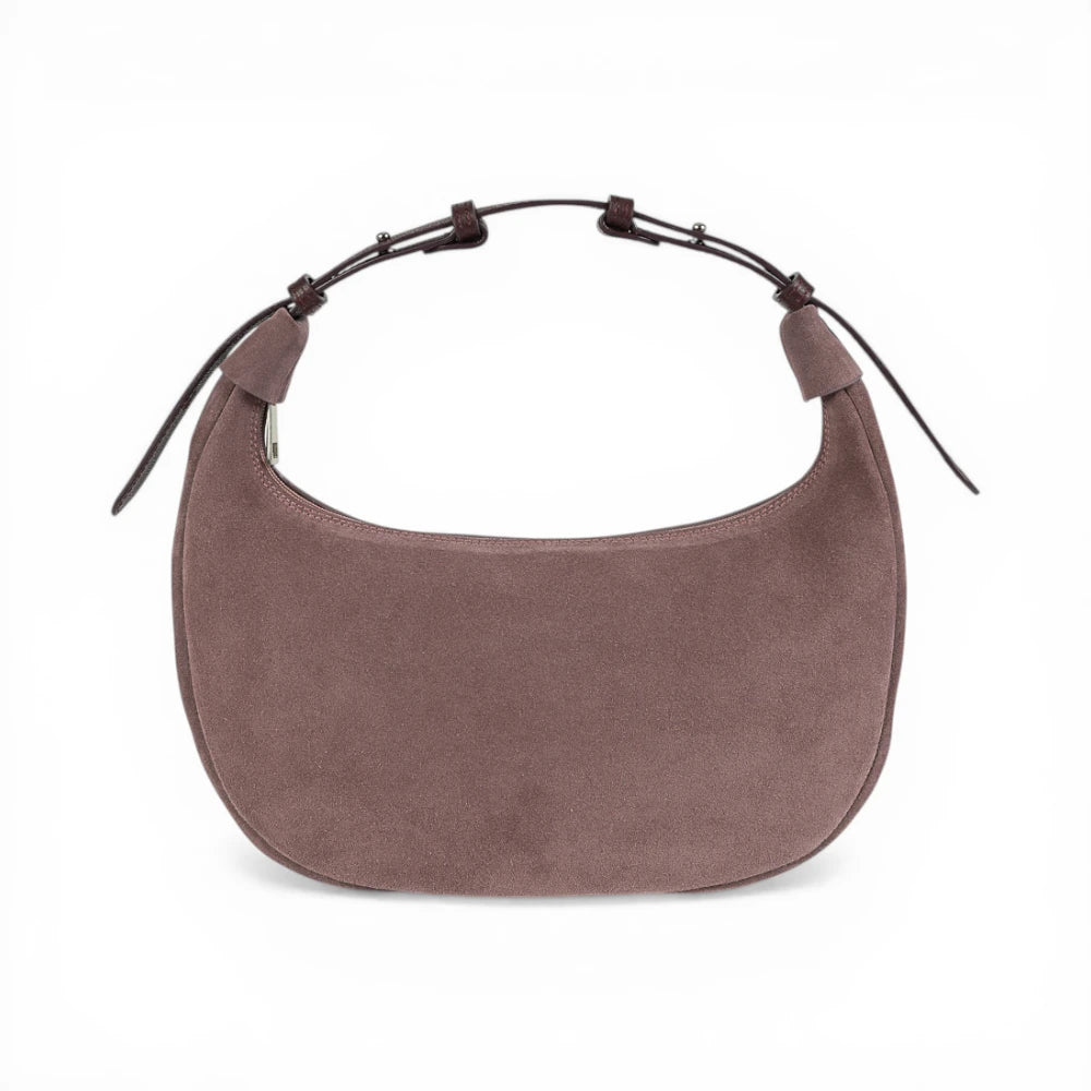 Geanta din piele naturala Roz royal Suede Moon Medium