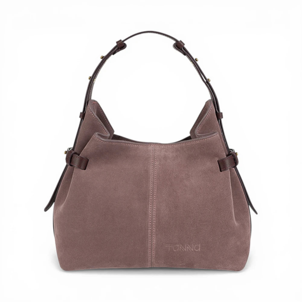 Geanta  din piele naturala intoarsa/suede Royal Pink  Medium Boucle Imagine principală a produsului