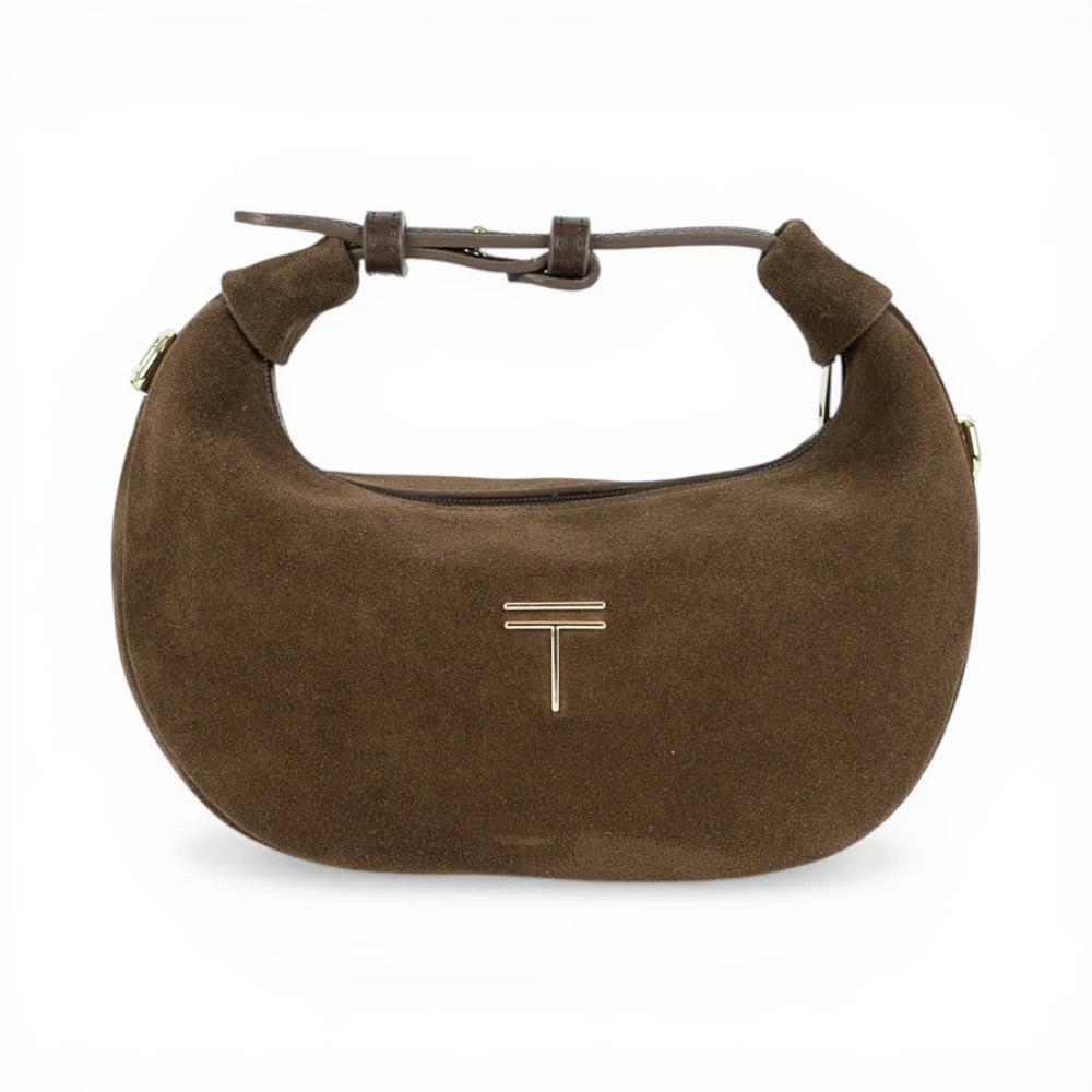 Geanta  din piele naturala Chocolate suede Mini Moon