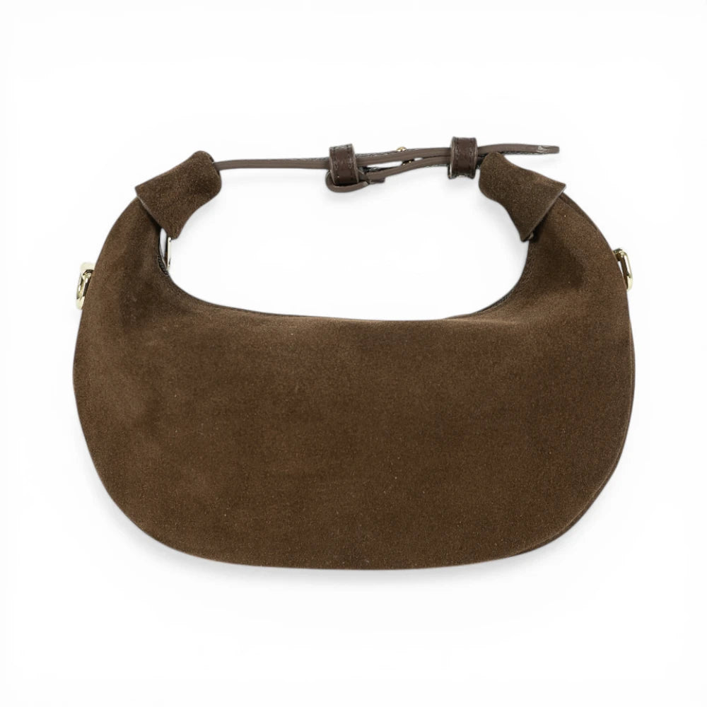 Geanta  din piele naturala Chocolate suede Mini Moon