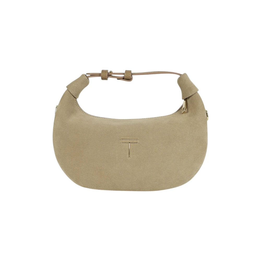 Geanta din piele naturala Cappuccino Suede Mini Moon Imagine principală a produsului