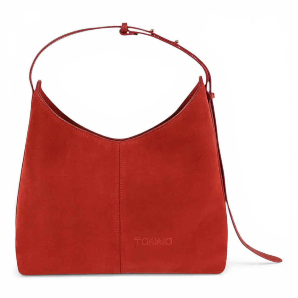 Geanta din piele naturala Rosu suede Thianna Imagine principală a produsului