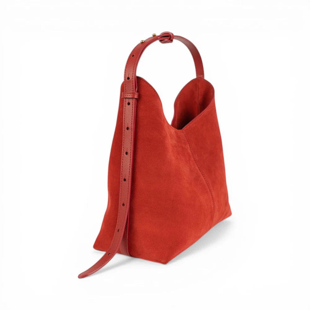 Geanta din piele naturala Rosu suede Thianna