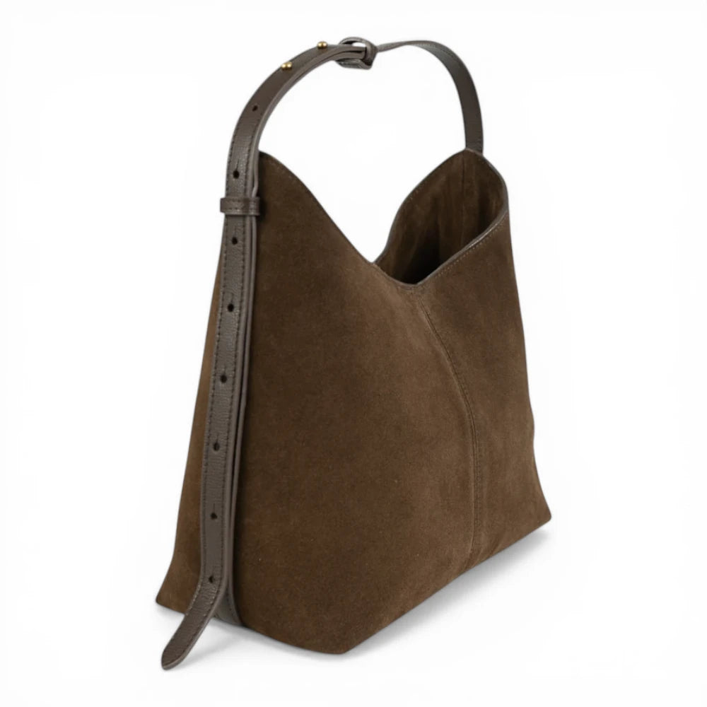 Geanta din piele naturala Chocolate suede Thianna