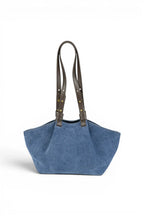 Geanta din piele naturala Suede BLUG Ming  ESTELLE Mini -Editie speciala