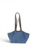 Geanta din piele naturala Suede BLUG Ming  ESTELLE Mini -Editie speciala