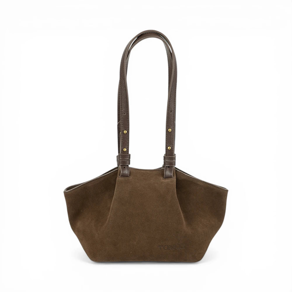 Geanta din piele naturala Suede Chocolate ESTELLE Mini