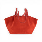 Geanta din piele naturala suede  Rosu  Shopper ESTELLE Maxi