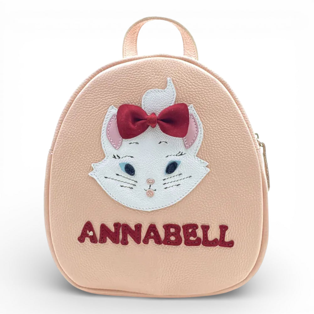 Rucsac gradinita pentru copii din piele naturală – personalizabil cu nume- Pisicuta Imagine secundară a produsului