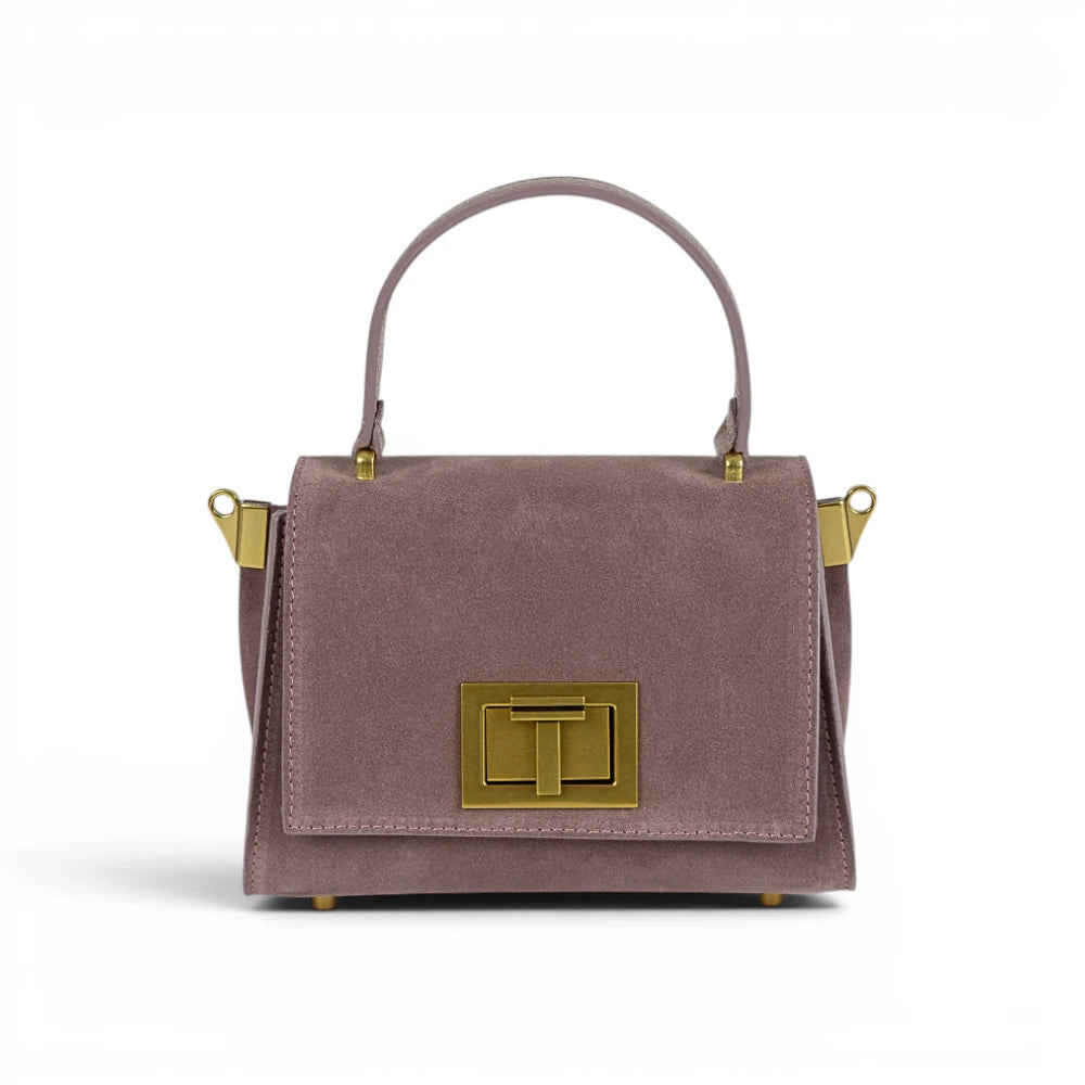 Geanta din piele naturala Royal pink Suede MICRO POLINE Imagine principală a produsului