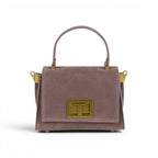 Geanta din piele naturala Royal pink Suede MICRO POLINE
