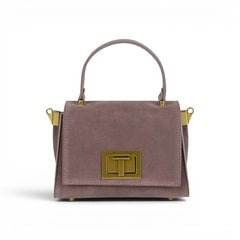 Geanta din piele naturala Royal pink Suede MICRO POLINE