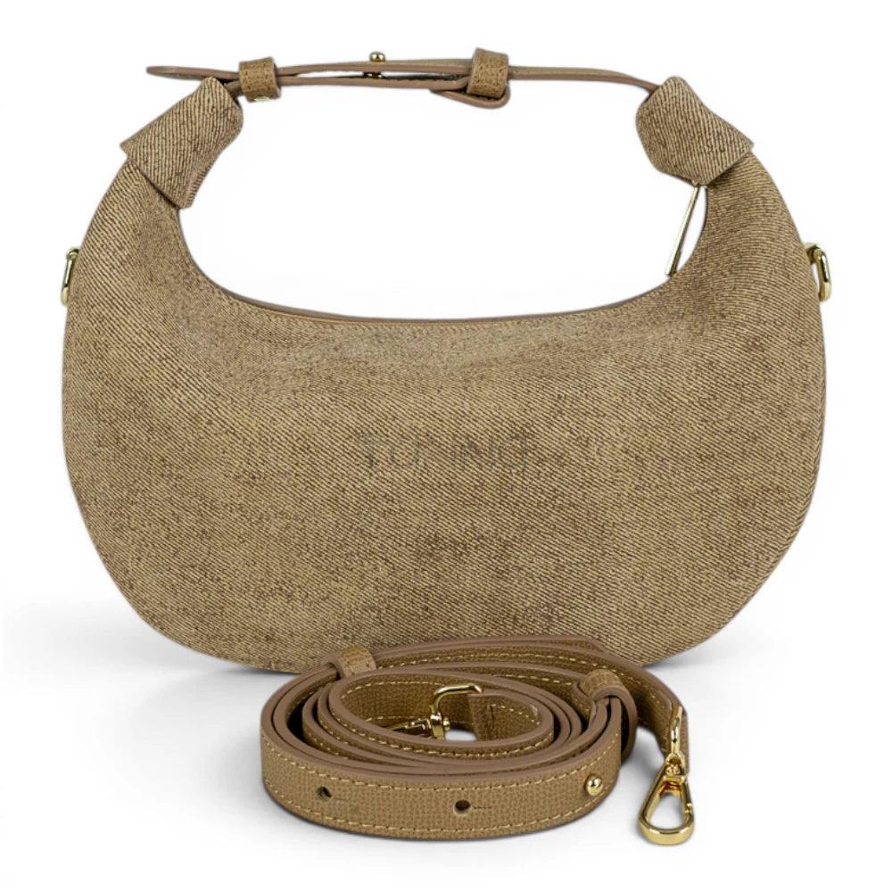 Geanta din piele naturala Blug Cappuccino suede Mini Moon