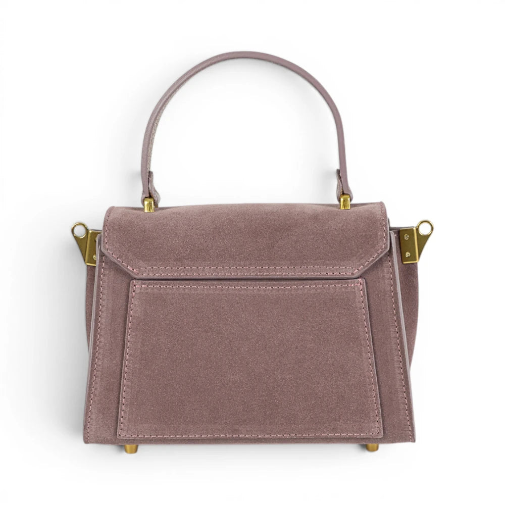 Geanta din piele naturala Royal pink Suede MICRO POLINE