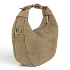 Geanta din piele naturala Blug Cappuccino suede Mini Moon