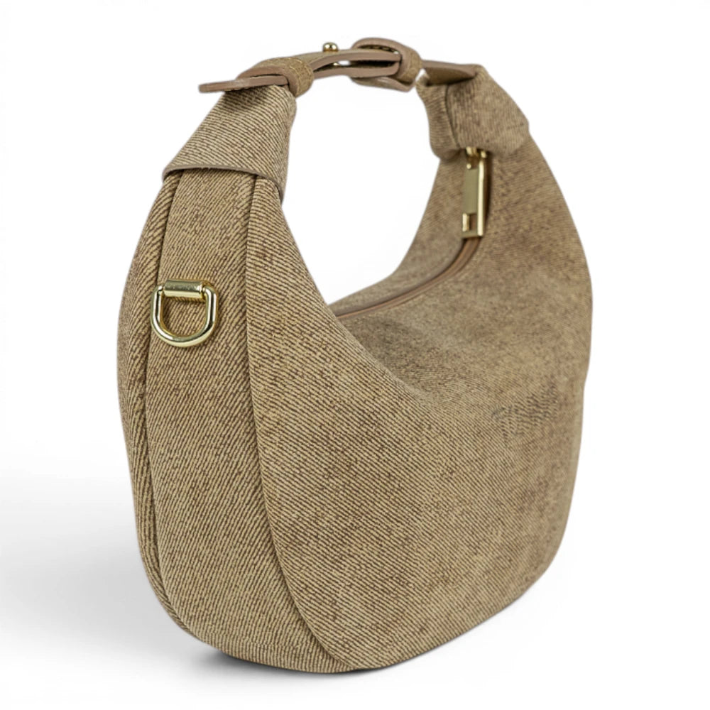 Geanta din piele naturala Blug Cappuccino suede Mini Moon