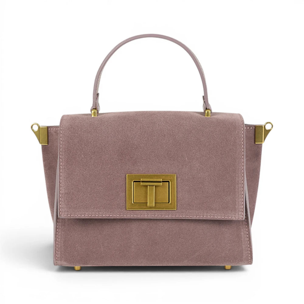 Geanta din piele naturala Royal pink Suede MINI POLINE