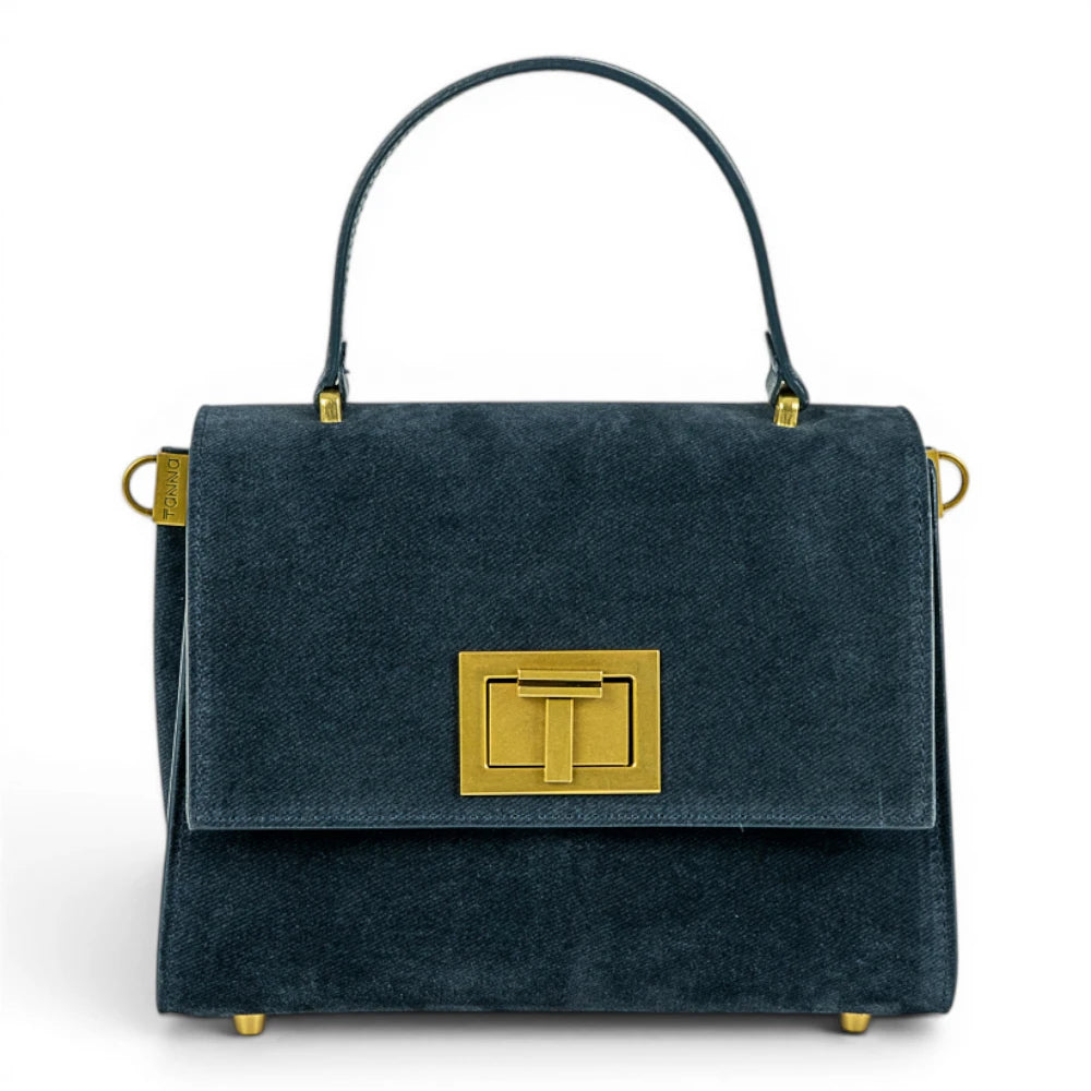Geanta din piele naturala BLUG Denim suede MINI POLINE editie limitata