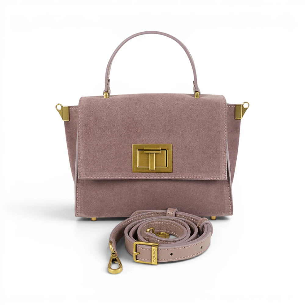 Geanta din piele naturala Royal pink Suede MINI POLINE