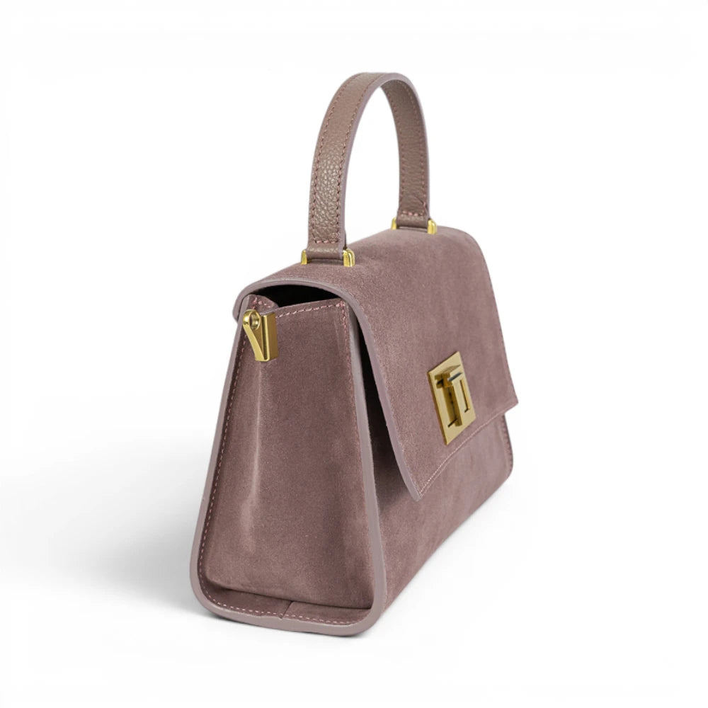 Geanta din piele naturala Royal pink Suede MINI POLINE