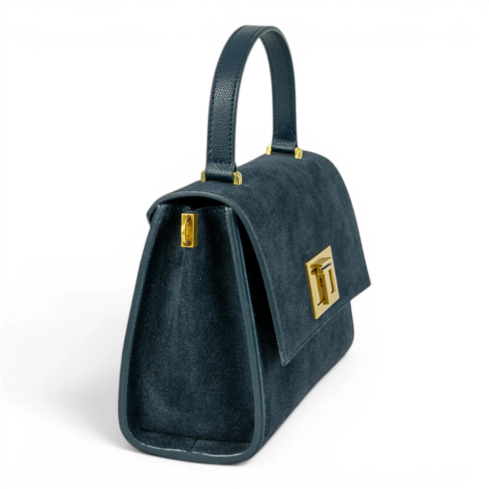 Geanta din piele naturala BLUG Denim suede MINI POLINE editie limitata