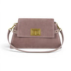 Geanta din piele naturala suede Royal Pink Bella