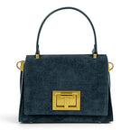 Geanta din piele naturala BLUG Denim suede MICRO POLINE