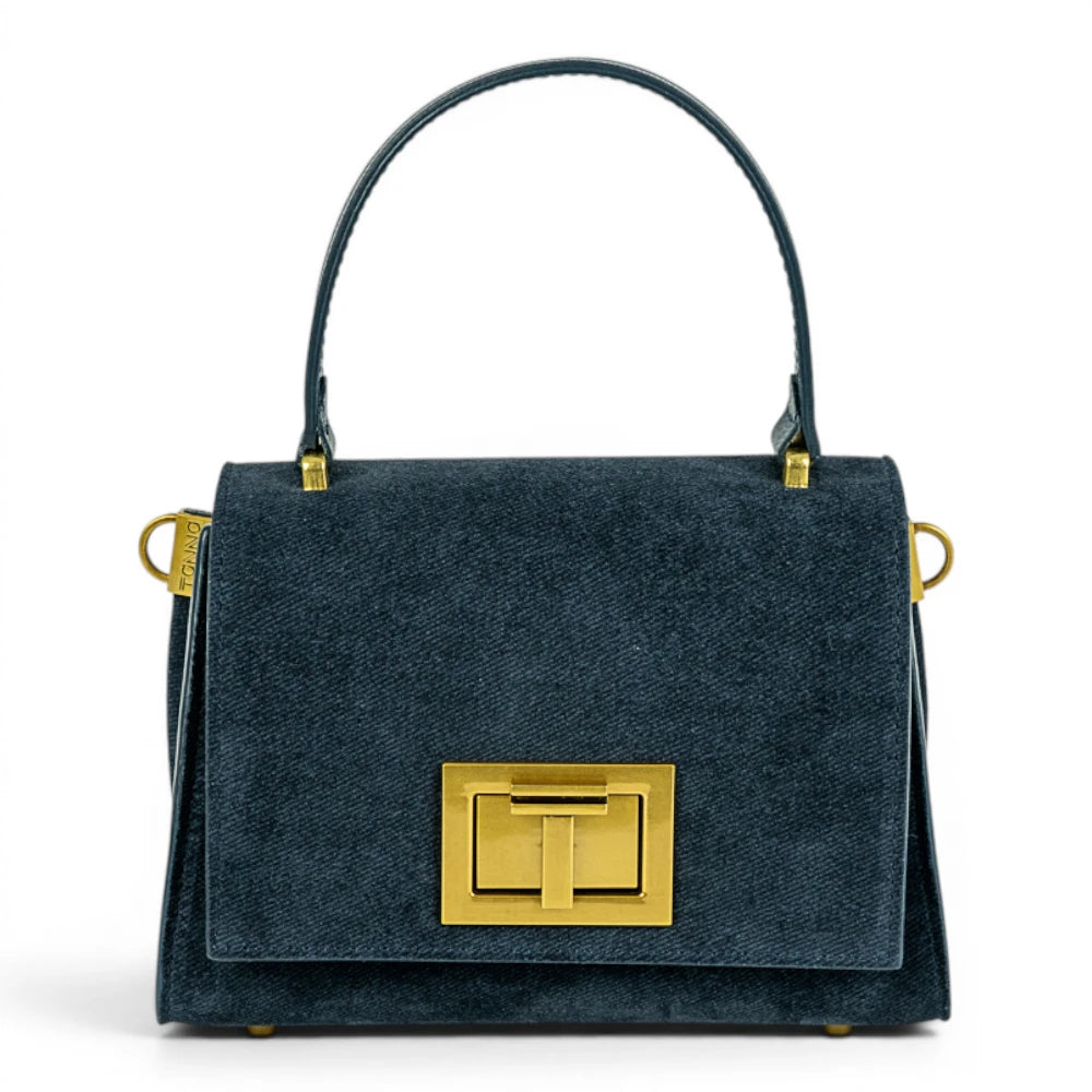 Geanta din piele naturala BLUG Denim suede MICRO POLINE