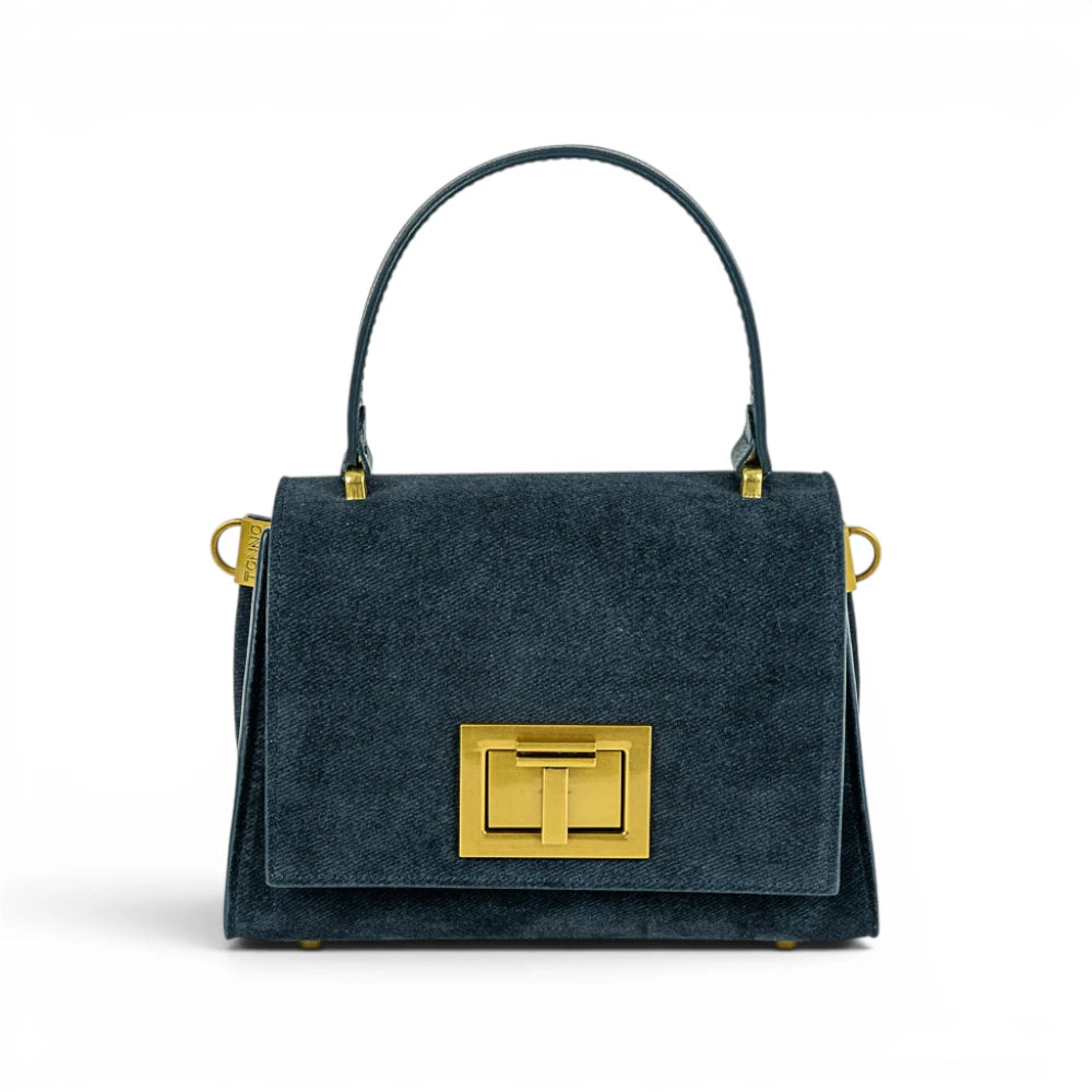Geanta din piele naturala BLUG Denim suede MICRO POLINE Imagine principală a produsului