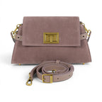 Geanta din piele naturala suede Royal Pink Bella