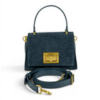 Geanta din piele naturala BLUG Denim suede MICRO POLINE