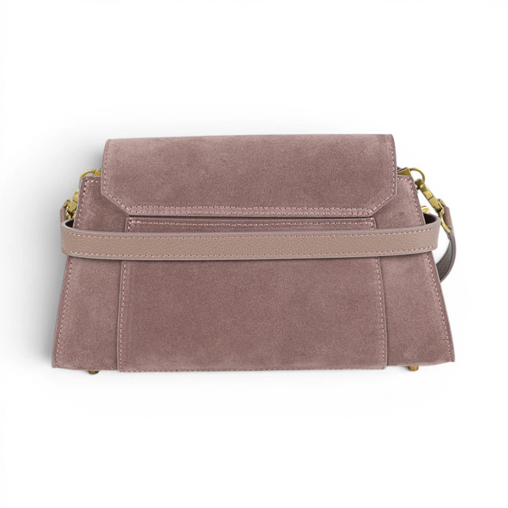 Geanta din piele naturala suede Royal Pink Bella
