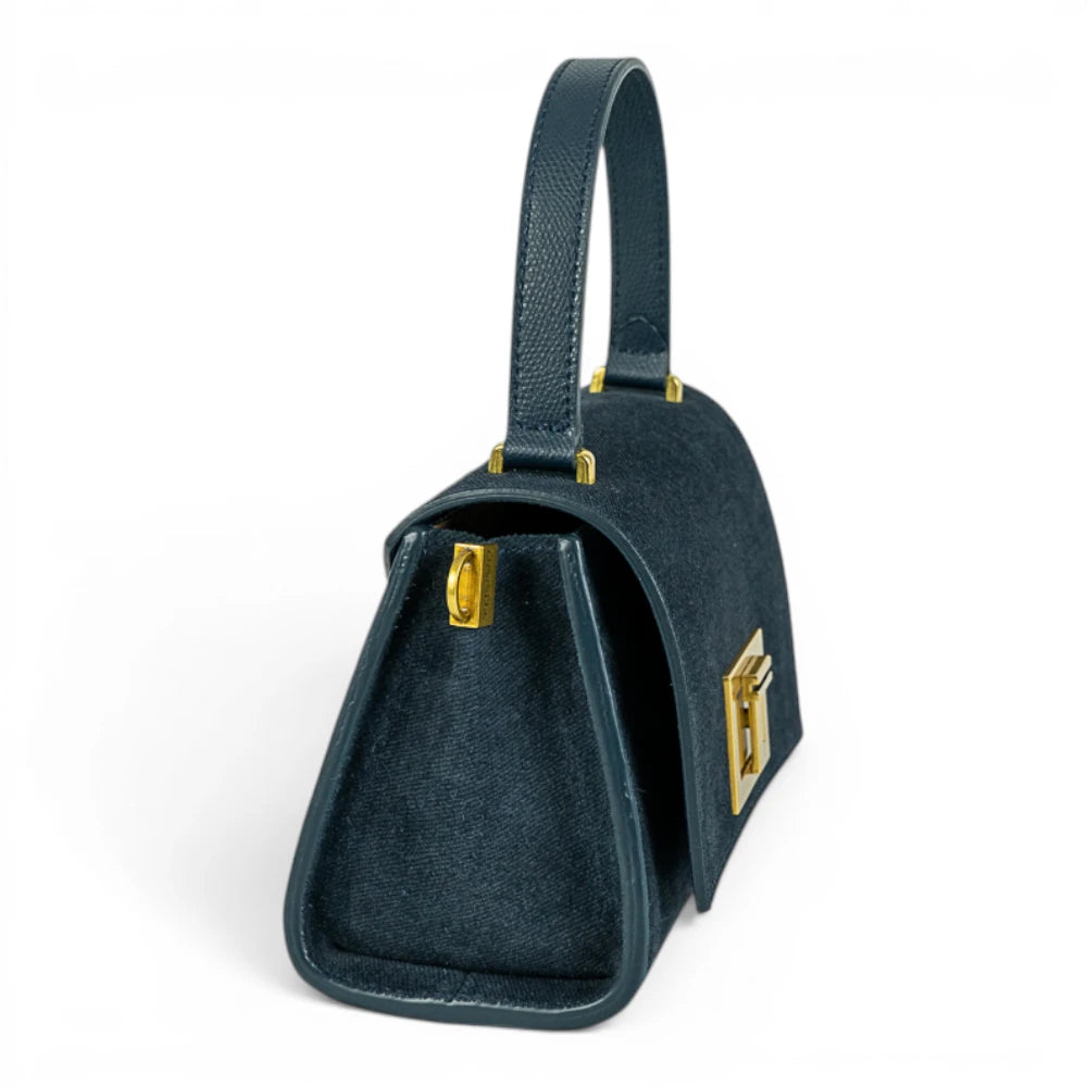 Geanta din piele naturala BLUG Denim suede MICRO POLINE