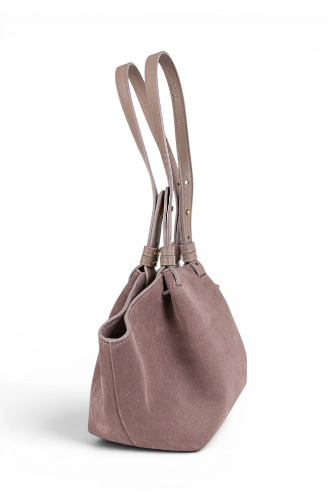 Geanta din piele naturala Royal pink Suede  ESTELLE Mini