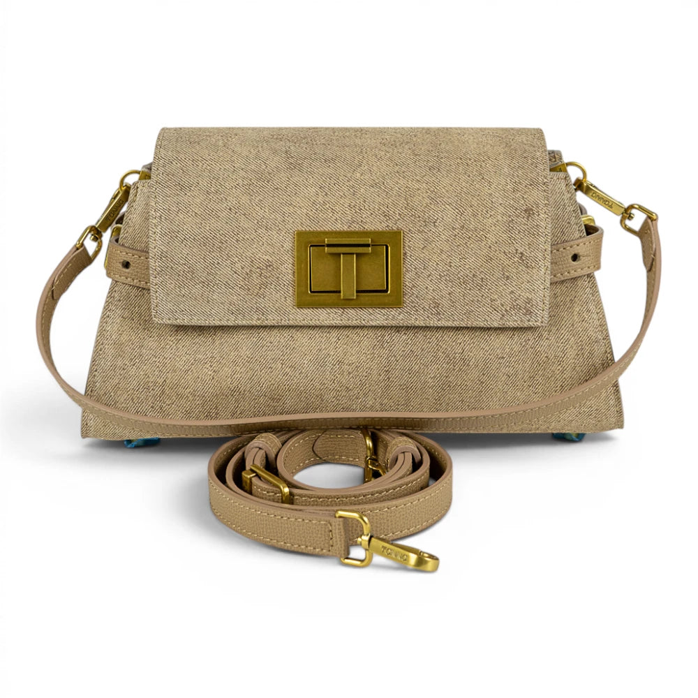 Geanta din piele naturala suede BLUG Cappuccino Bella