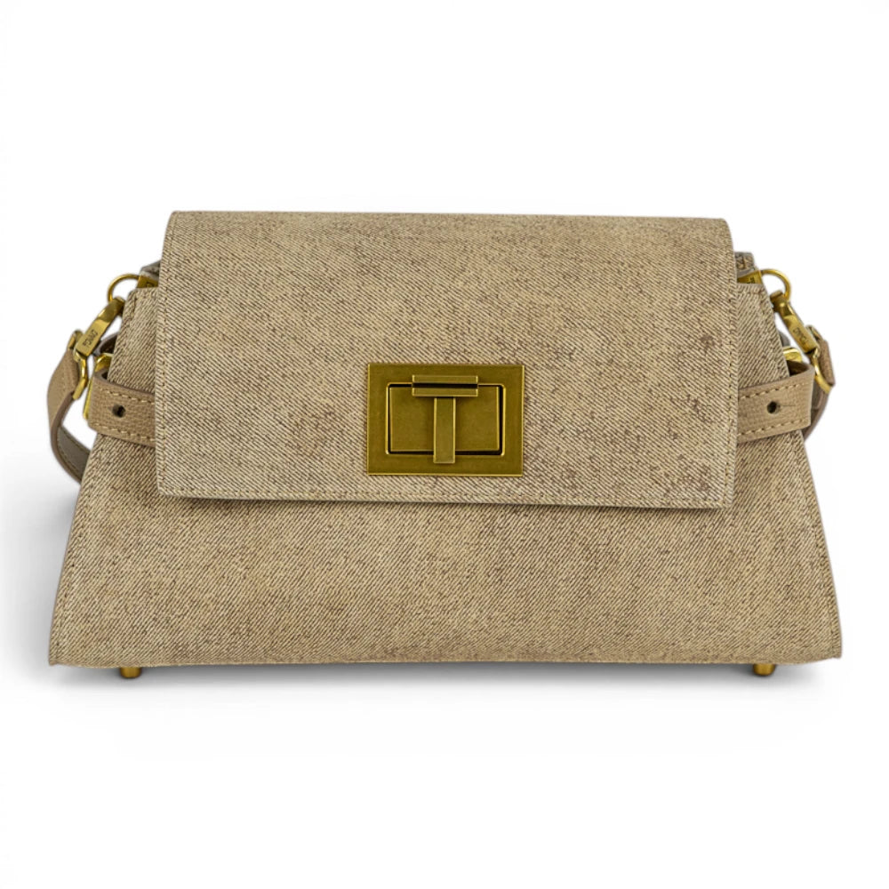 Geanta din piele naturala suede BLUG Cappuccino Bella